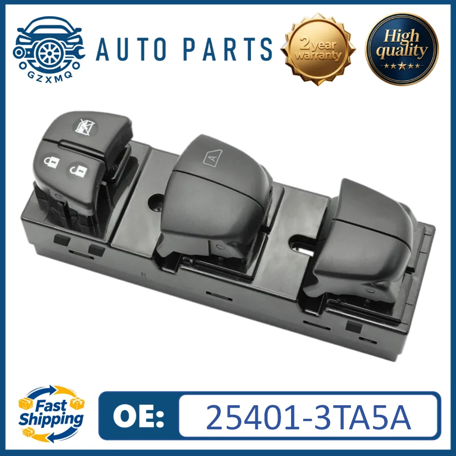 Interruptor Maestro de Elevalunas Eléctrico Izquierdo (Lado del Conductor) 25401-3TA5A para Nissan Altima, Frontier, Leaf, Rogue, Sentra 2013-2018