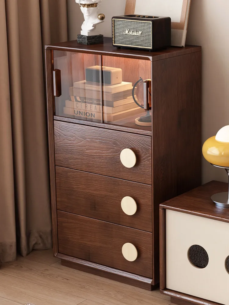 C13 - vintage-style living room storage cabinet retro storage cabinet solid wood floor-standing sideboard small chest of drawers