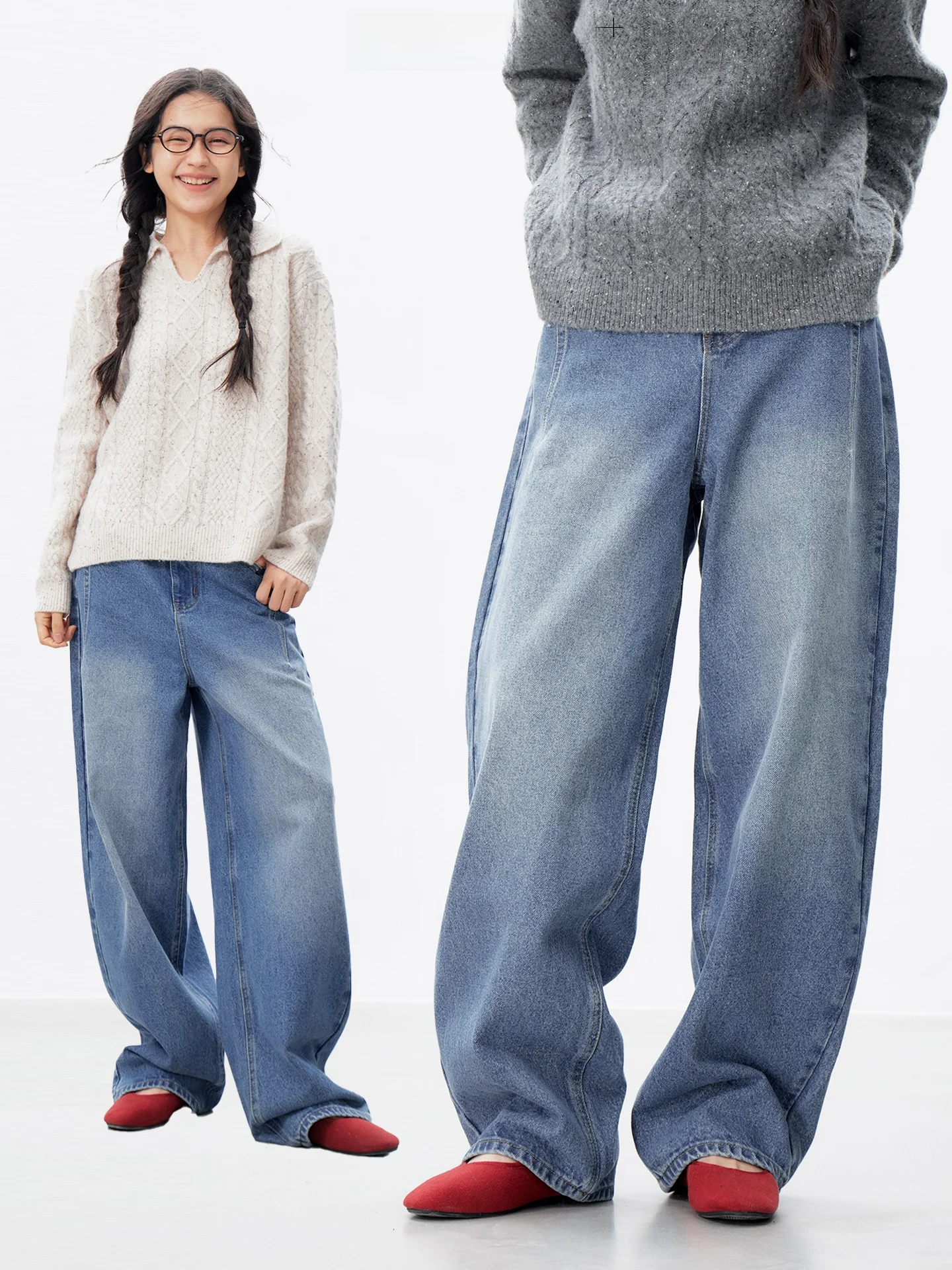 

Loose Wide Leg Jeans Women's Casual Light Colored Loose Straight Casual Pants Autumn Daily Faion APPENDAGE Cotton Zipper