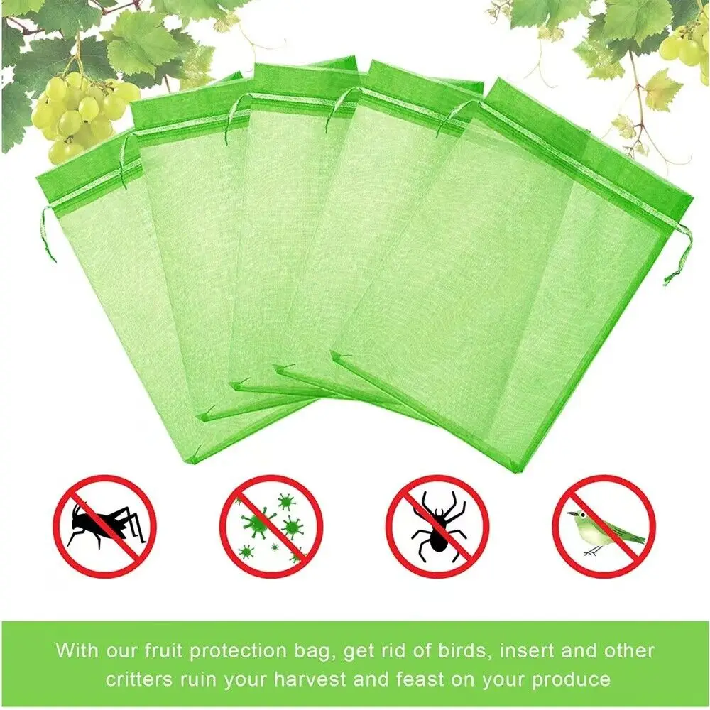 100PCS Strawberry Grapes Fruit Grow Bags Netting Mesh Vegetable Plant Protection Anti-Bird Garden Tools