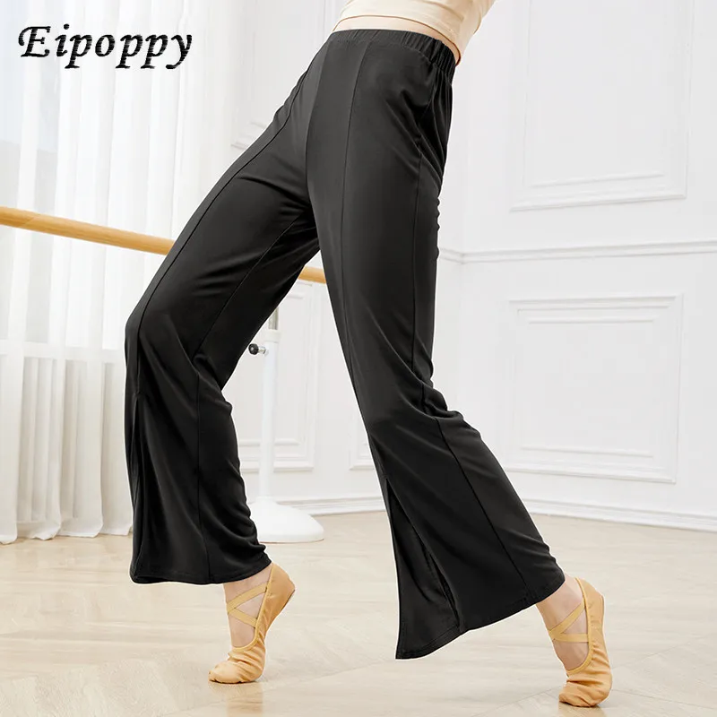 กางเกงเต้นผู้หญิงกางเกงโยคะฟิตเนสกางเกงขาบานเอวสูงแบบคลาสสิกกางเกงเต้นบัลเล่ต์