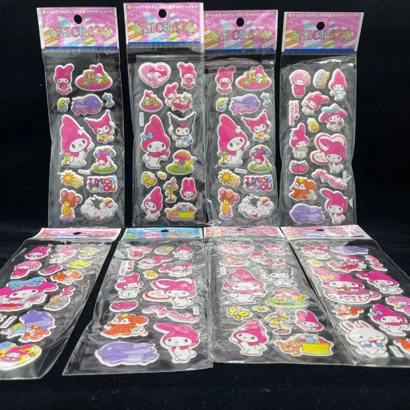 Kawaii HelloKitty stickers three-dimensional 3D bubble stickers cute cartoon Melody mobile phone decoration stickers for girls