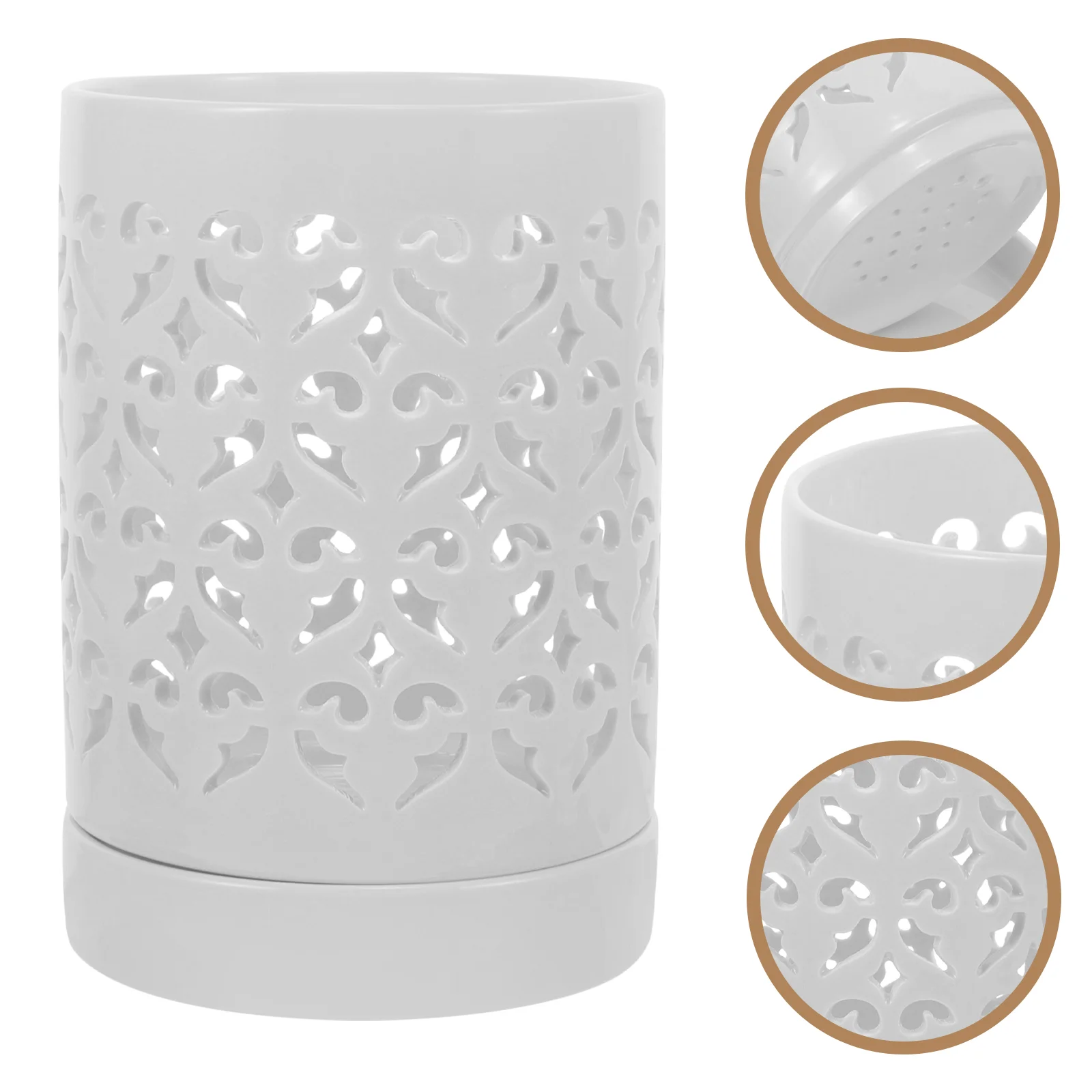 Flower Pot Orchid Pots Flowers Holder Hollow Out Ceramic with Holes White Breathable for Plants