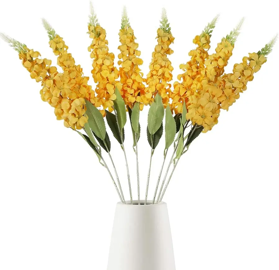 

8PCS Snapdragon Artificial Flowers Delphinium Artificial Silk Flowers Long Stem Hyacinth Fake Flowers for Wedding Home Outdoor P