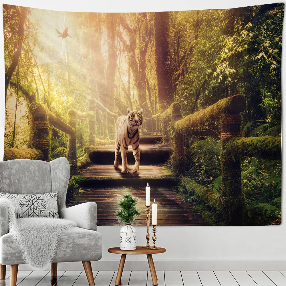 

Forest Animals,Tigers, Lions, Deer, Scenic Tapestries, Artistic Decorative Tapestries Curtains Hanging In Bedrooms And Living