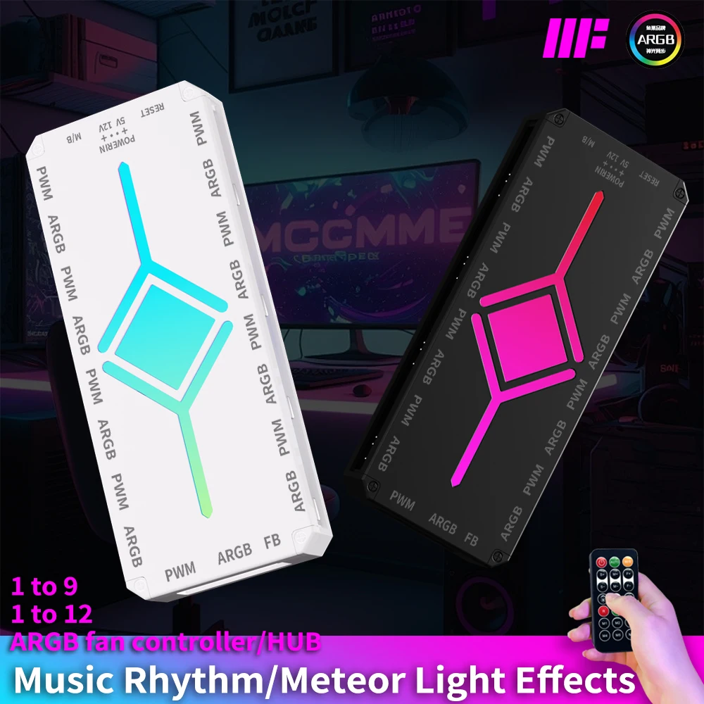 METALFISH Meteor light effect ARGB Fan Controller With 4Pin PWM For Computer Cooling SYNC CPU Radiator 5V 3Pin LED Light Strip