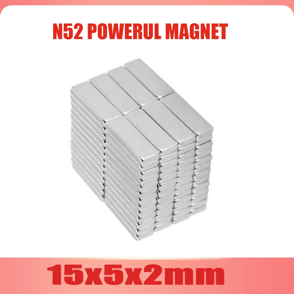N52 15x5x2 บล็อก Super Strong แม่เหล็กแม่เหล็ก 15 มม.* 5 มม.* 2 มม.ถาวร Neodymium แม่เหล็ก 15x5x2 มม.N52 15*5*2