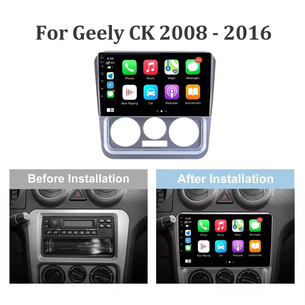 Android14 Carplay Car Radio For Geely CK 2008 2009 2010 2011 2012 - 2016 Navigation GPS Multimedia Player WiFi+4G Stereo Auto BT