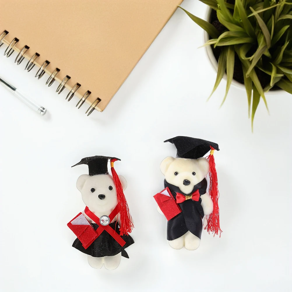Ours de remise de diplôme de Style doctoral, fournitures artisanales pour décoration de Bouquet, cadeau créatif de saison de remise de diplôme, Mini ornement Animal Unique, 12 pièces