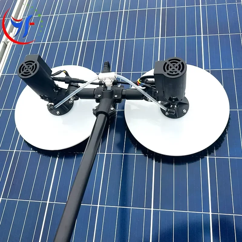 For Solar Panel Cleaning Brush Double Head Automatic Rotating Kit With Pole PV Module Cleaner Equipment For Home Garden Use