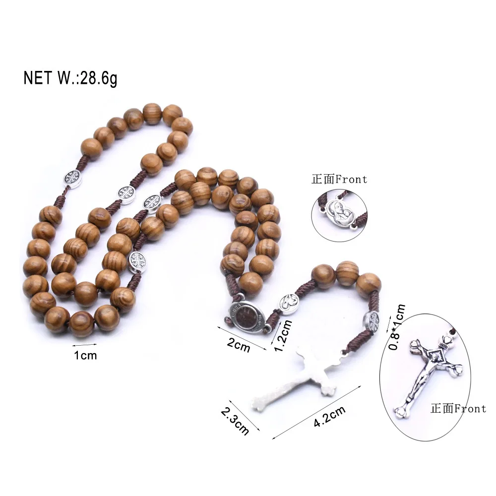 اليدوية جولة حبة الوردية قلادة سترة سلسلة الصليب يسوع قلادة الكاثوليكية الدينية الأزياء والمجوهرات سحر للرجال والنساء #4