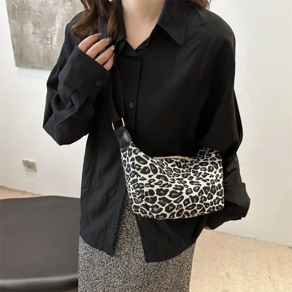 

Vintage Korean Style Leopard Print Bag Retro Street Women's Shoulder Bag Cross Body Y2k Spicy Girls Bag Lady