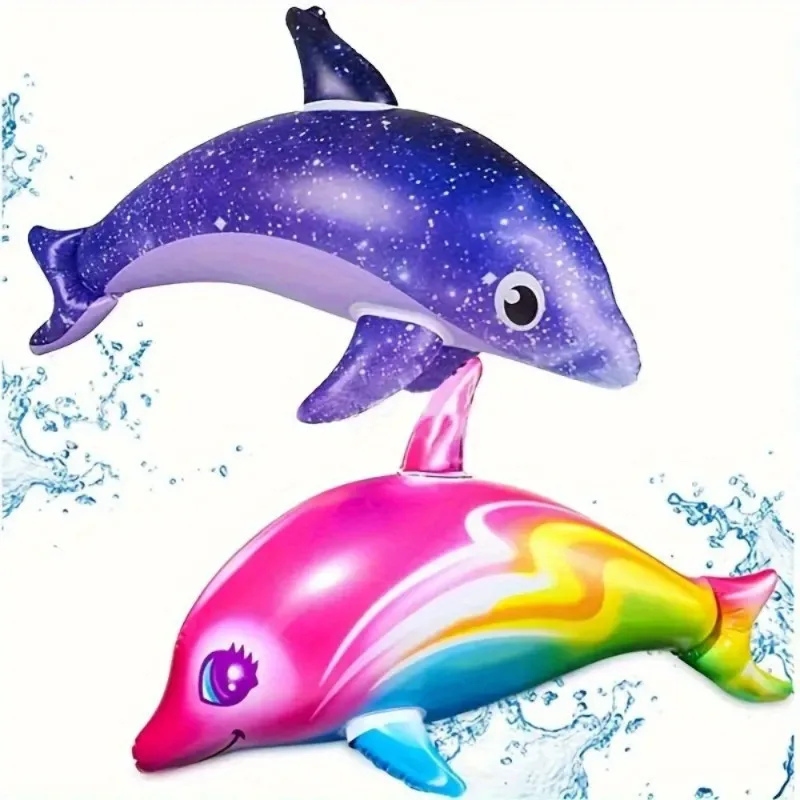 1 Stück Buntes Lila Aufblasbares Delfin-Modell Luftkissen, Sommer Strand Schwimmbad Spiel, Wassersport Party Dekoration