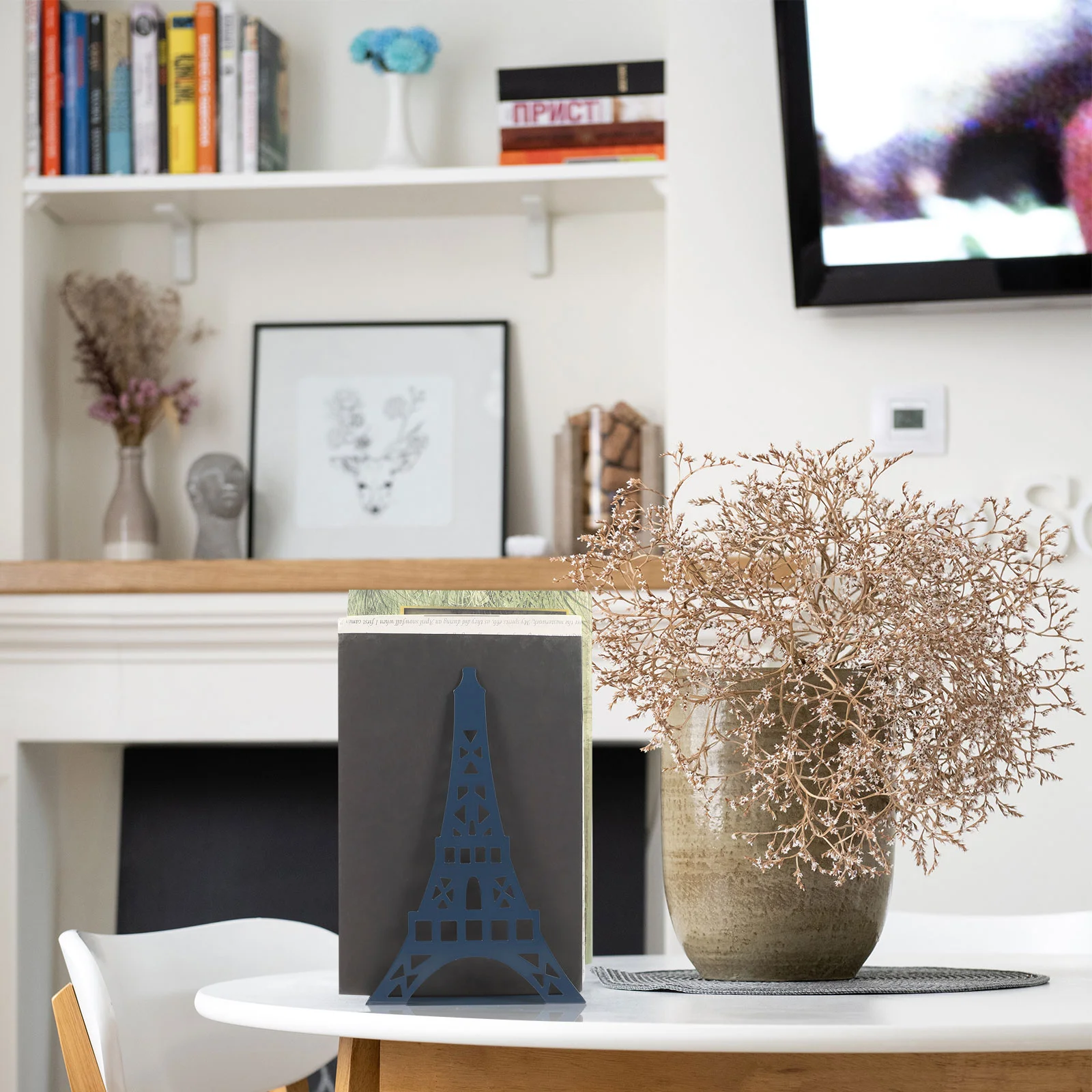 2 Pcs Bookends Notebook Organizer for Desk Holders Shelves Tower Shape Reading Stands Metal Bookshelves