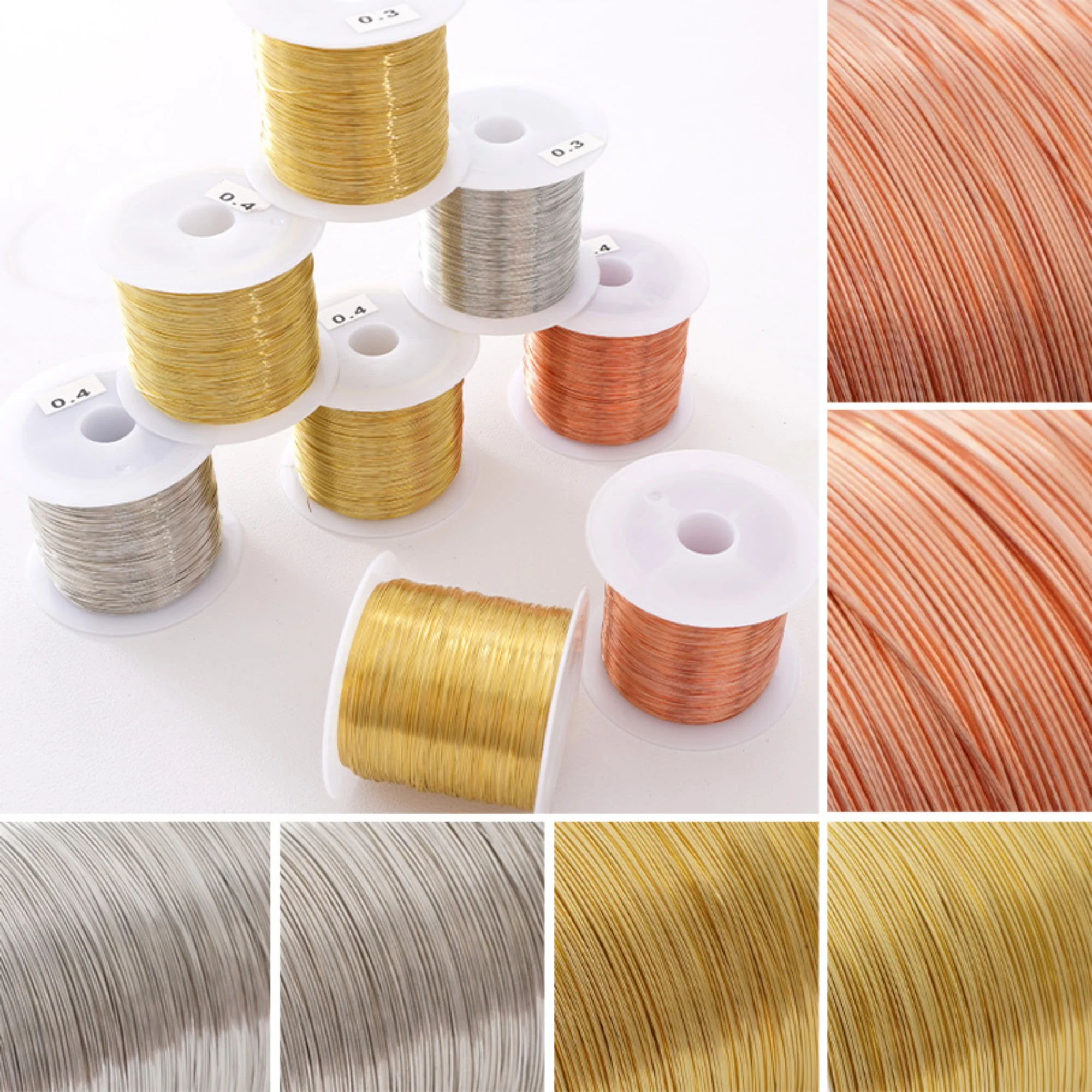 

0.3/0.4mm Handmade DIY Copper Beading Wire 80-87M Colorfast Jewelry Cord for Bracelet Necklace Crafts Applications