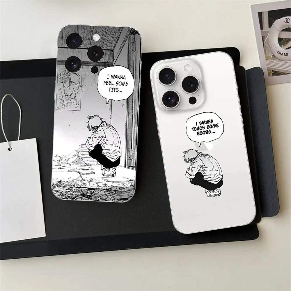 Motosierras-Man-anna siente algunas tetas funda de teléfono para IPhone 17 16 15 14 13 12 11 Pro Max Plus/X/Xr/Xs Max/Se2020/12mini transparente