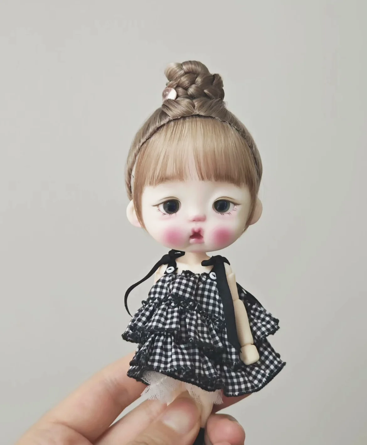 

Волосы для куклы OB11, парик с жесткой головкой, 5-6 "14,5 см, парик по окружности головы, волосы в стиле булочки, кукла BJD, мохеровый, бесплатная доставка