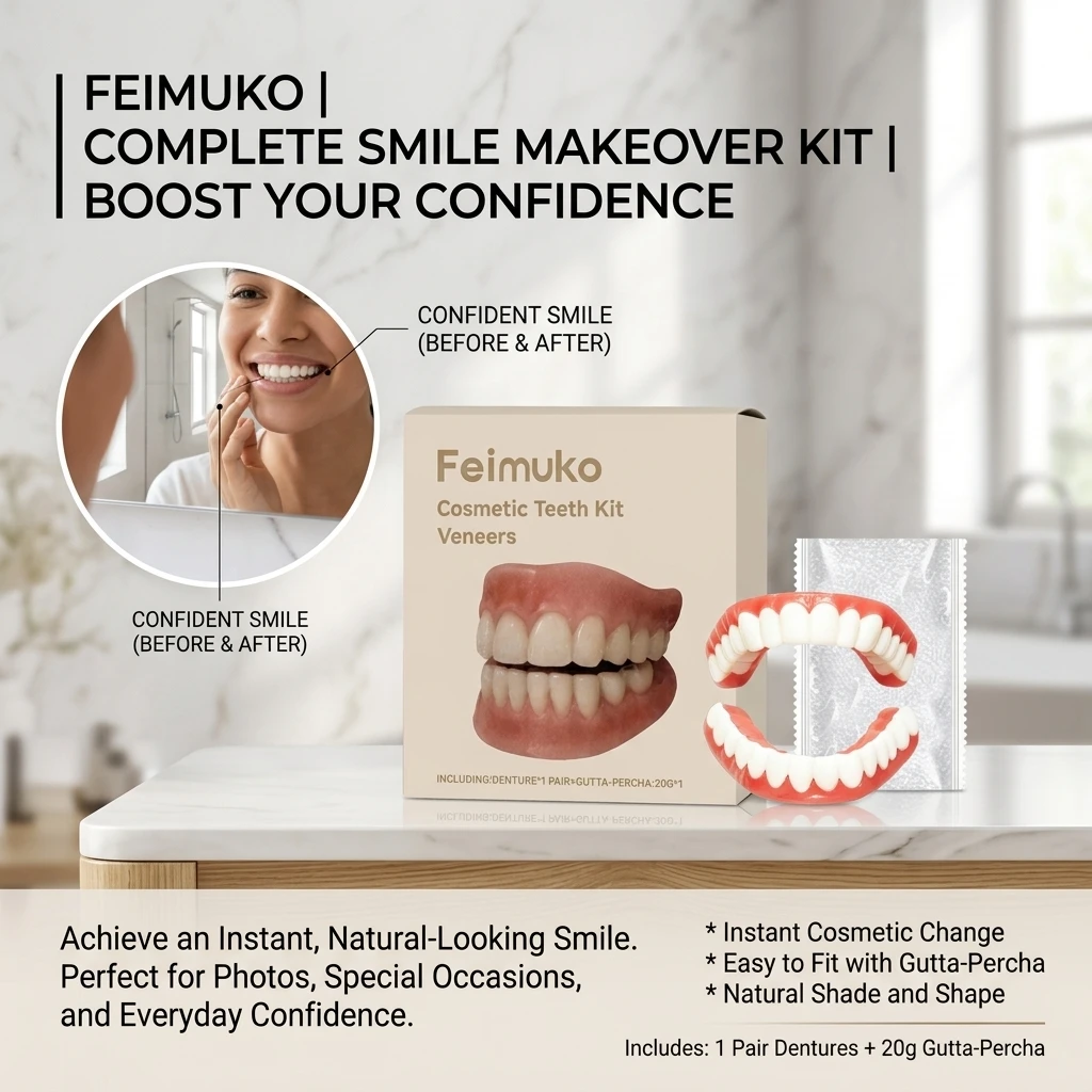 Simulated Upper And Lower Dentures Denture Decoration Set Easy to Use And Clean Denture Set for Practice And Training