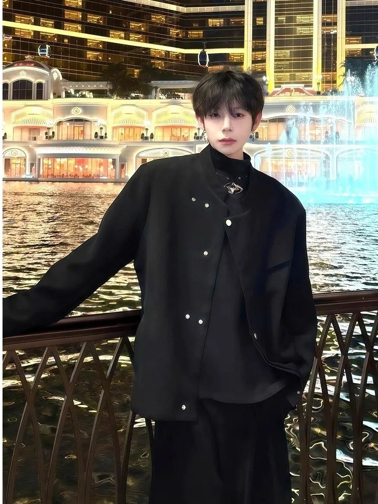 

Новый китайский костюм с подушечками Jaet, мужской свободный повседневный дизайн, без воротника, боковой пуговицы, осенняя мода