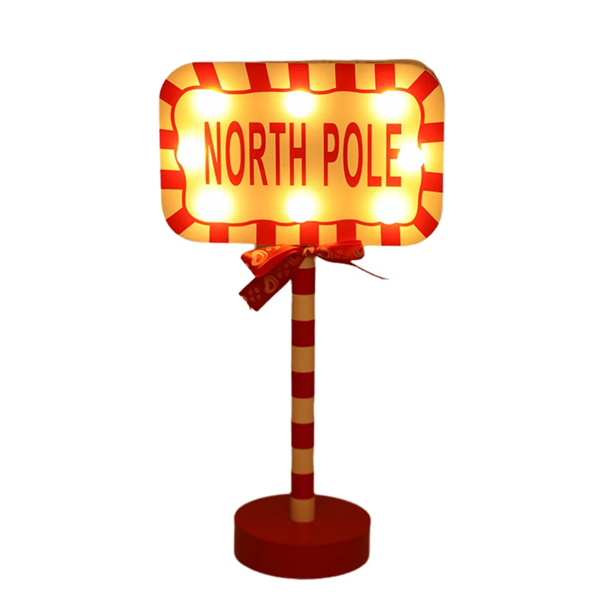 Christmas Vintage Lights North Pole Sign LED Light Street Sign Christmas Wooden Tabletop Decoration Christmas Decor C