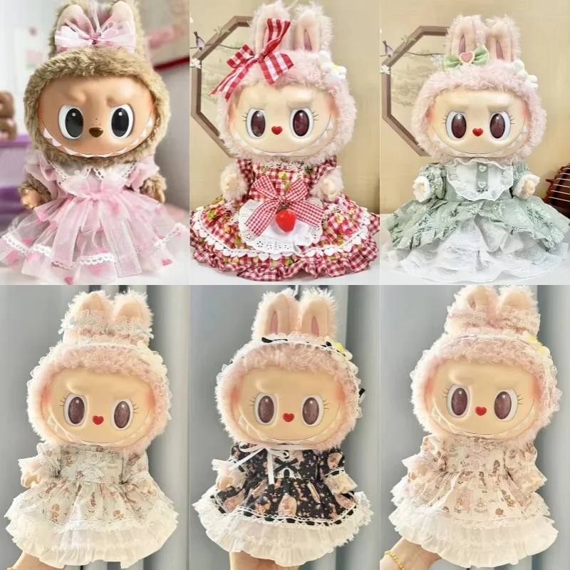 

38cm Plush Doll'S Clothes Outfit Accessories For Labubu Idol Labubu Doll Sweetheart Lolita Rural Strawberry Dress Suit Clothing