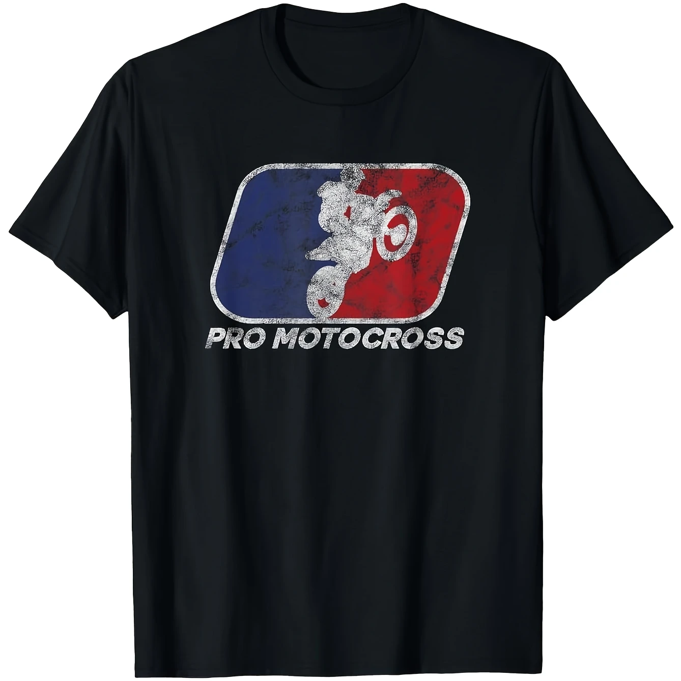 Retro Blue & Red Dirt Bike Graphic Motocross Pro T-Shirt 100% Cotton O-Neck Short Sleeve Summer Casual Mens T-shirt Streetwear