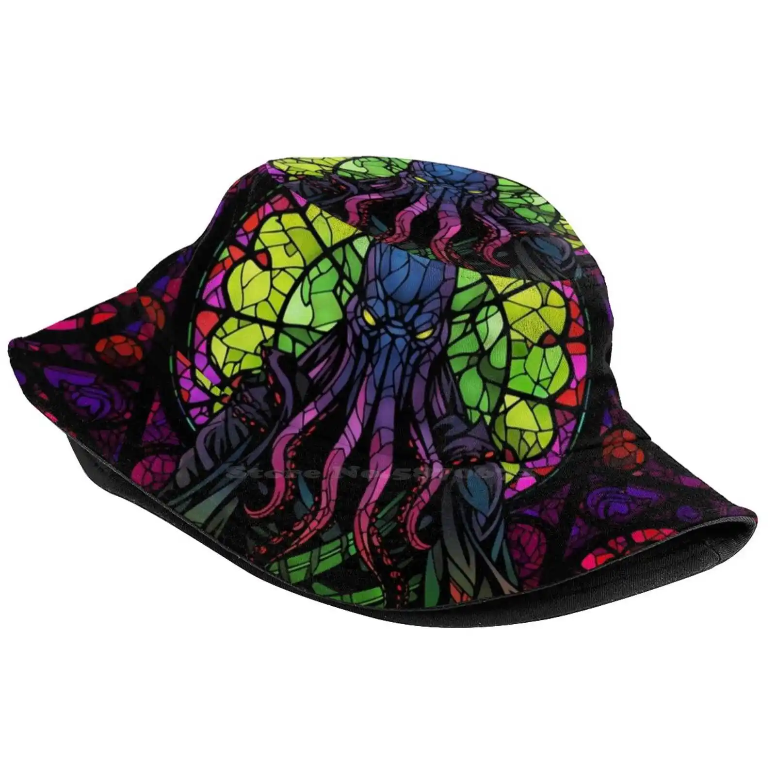 The Mindflayer Of Stained Glass Sun Cap Fisherman Hat Bucket Hats Mindflayer Stained Glass And Dragons Dnd Dragons Monster