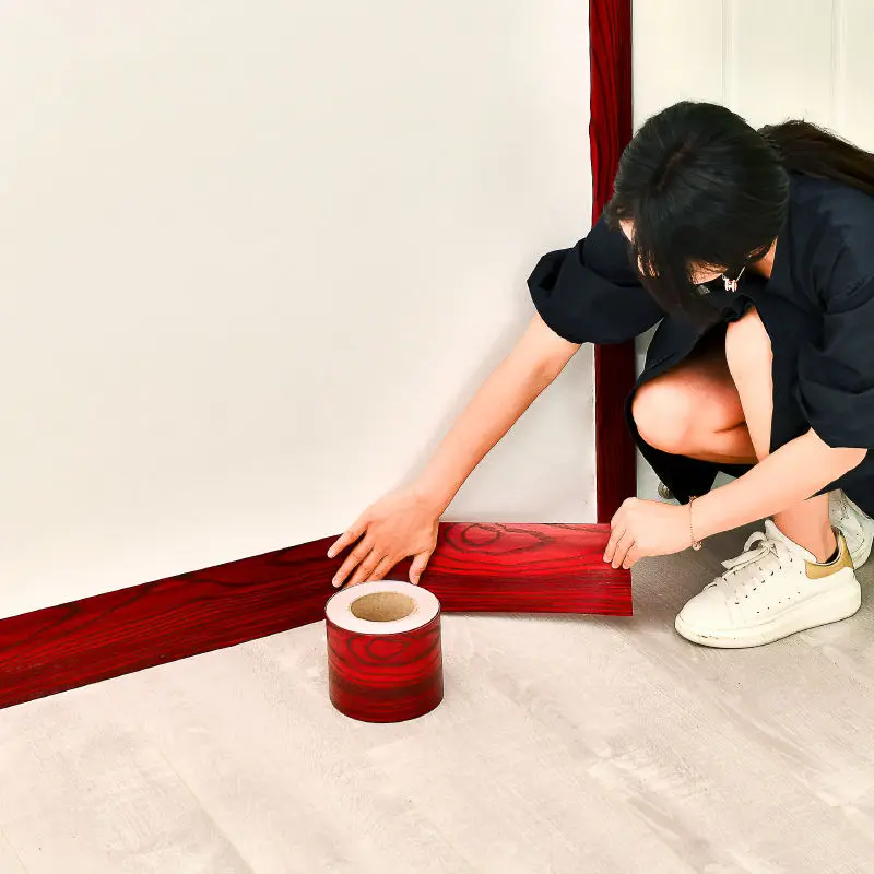 5 Meters Self-adhesive Refurbished Wallpaper Sticker Decorating Graining House Wood Grain PVC Skirting Board Stickers Decor