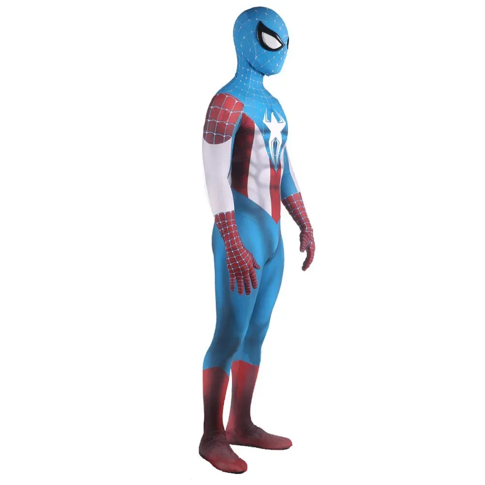 Captain America Spider Cosplay Superheld Spandex 3D Gedrukt Captain America Zentai Pak Romper Halloween Kostuum Outfit Volwassen