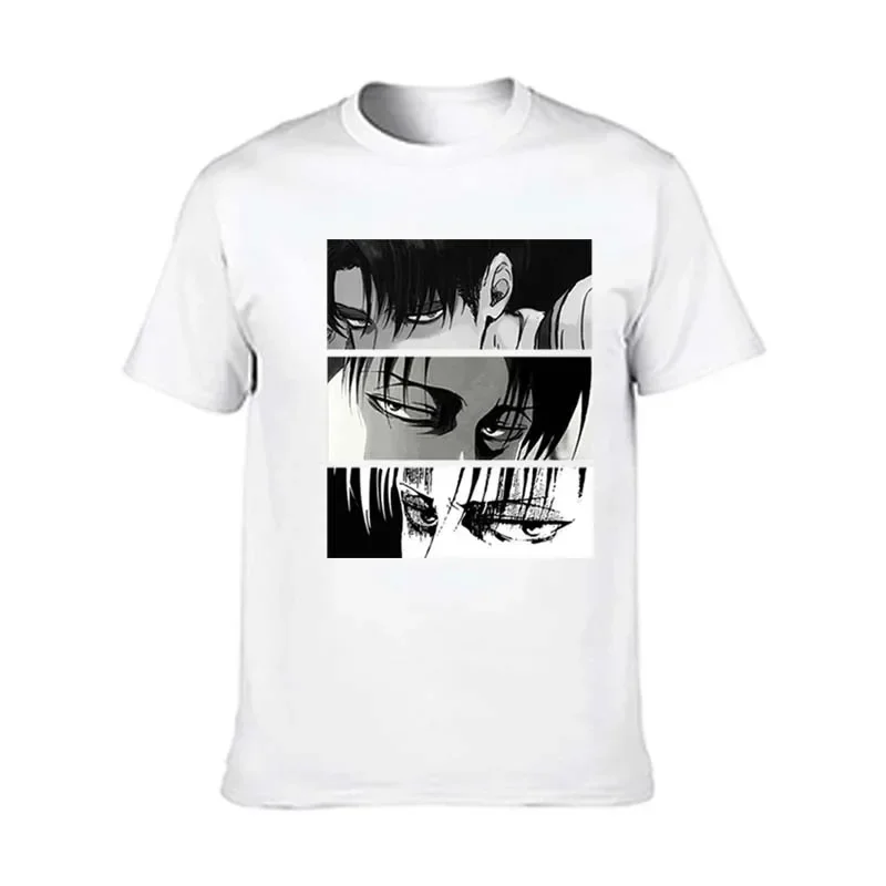 Men's T-shirt Japanese anime attack Titan Levi Ackerman Eye Punk Top Summer Harajuku Graphic T-shirt 100% cotton