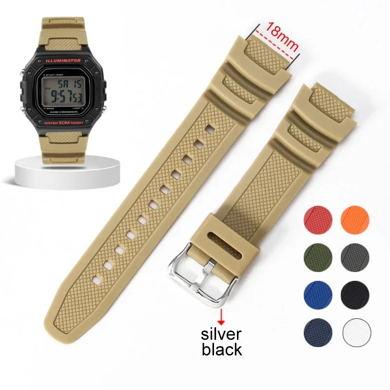 Silicone Watch Strap 18mm for Casio W218H/AE-1200/1100/SGW-300/400/MRW-200 Band Resin Rubber Bracelet Sport Diving Wristband
