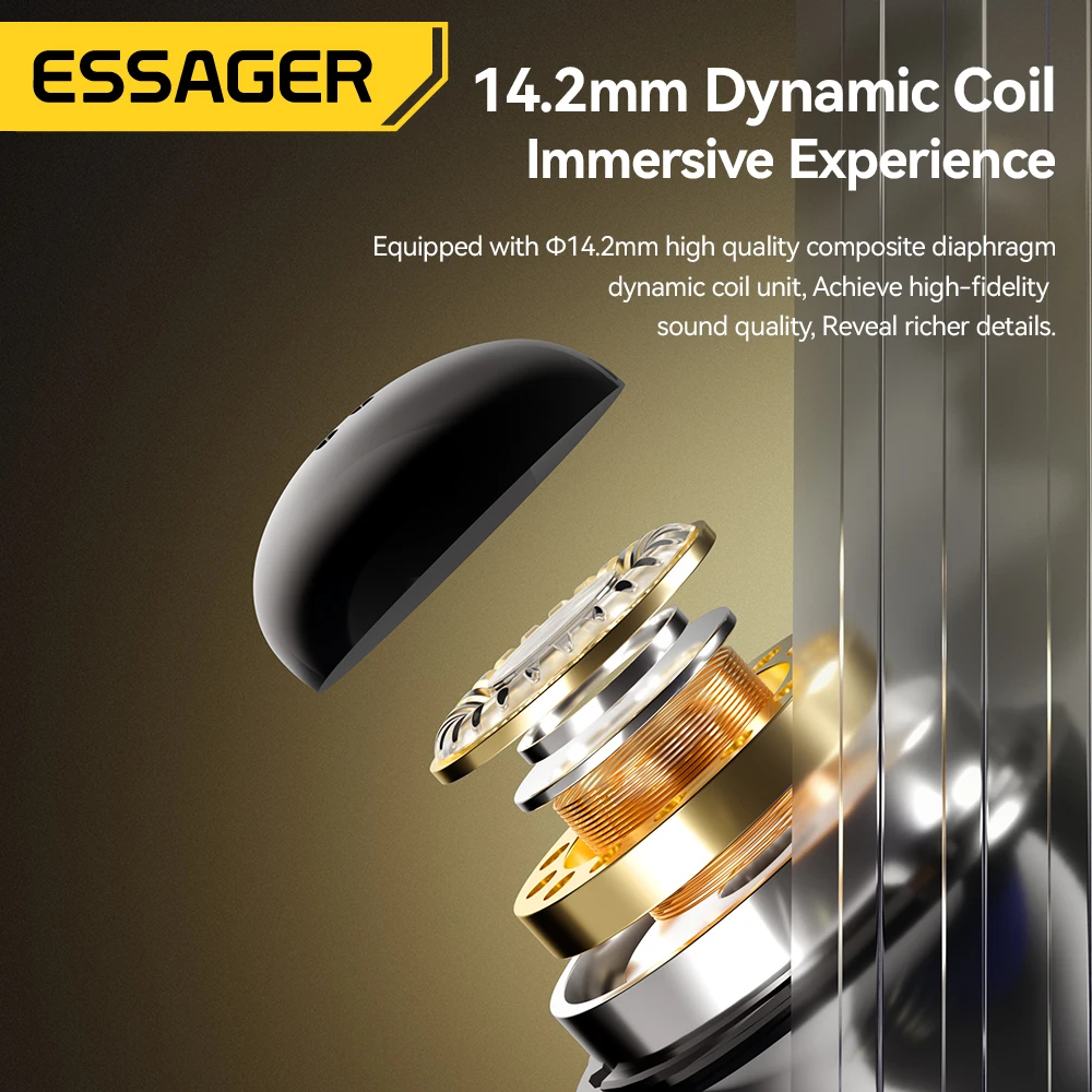 Essager 3.5 ملم سماعات أذن سلكية داخل الأذن سماعات أذن سلكية مع ميكروفون سماعات أذن استريو رياضية تحكم في الخط للهواتف