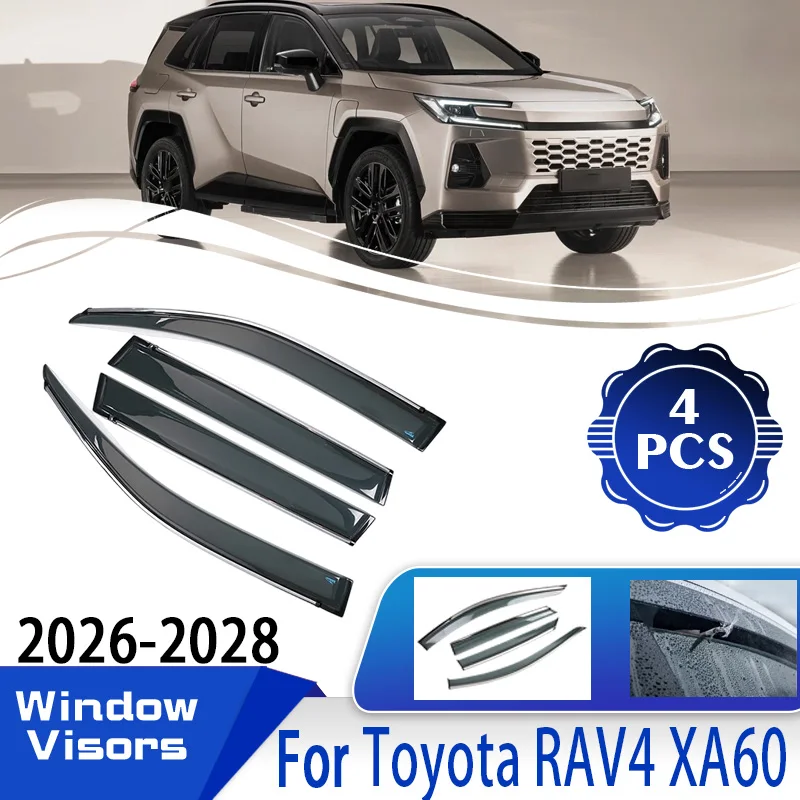 Car Deflectors For Toyota RAV4 XA60 Acessories RAV 4 6th 2026 2027 2028 Window Visor Rain Eyebrow Guards Protector Cover Shield