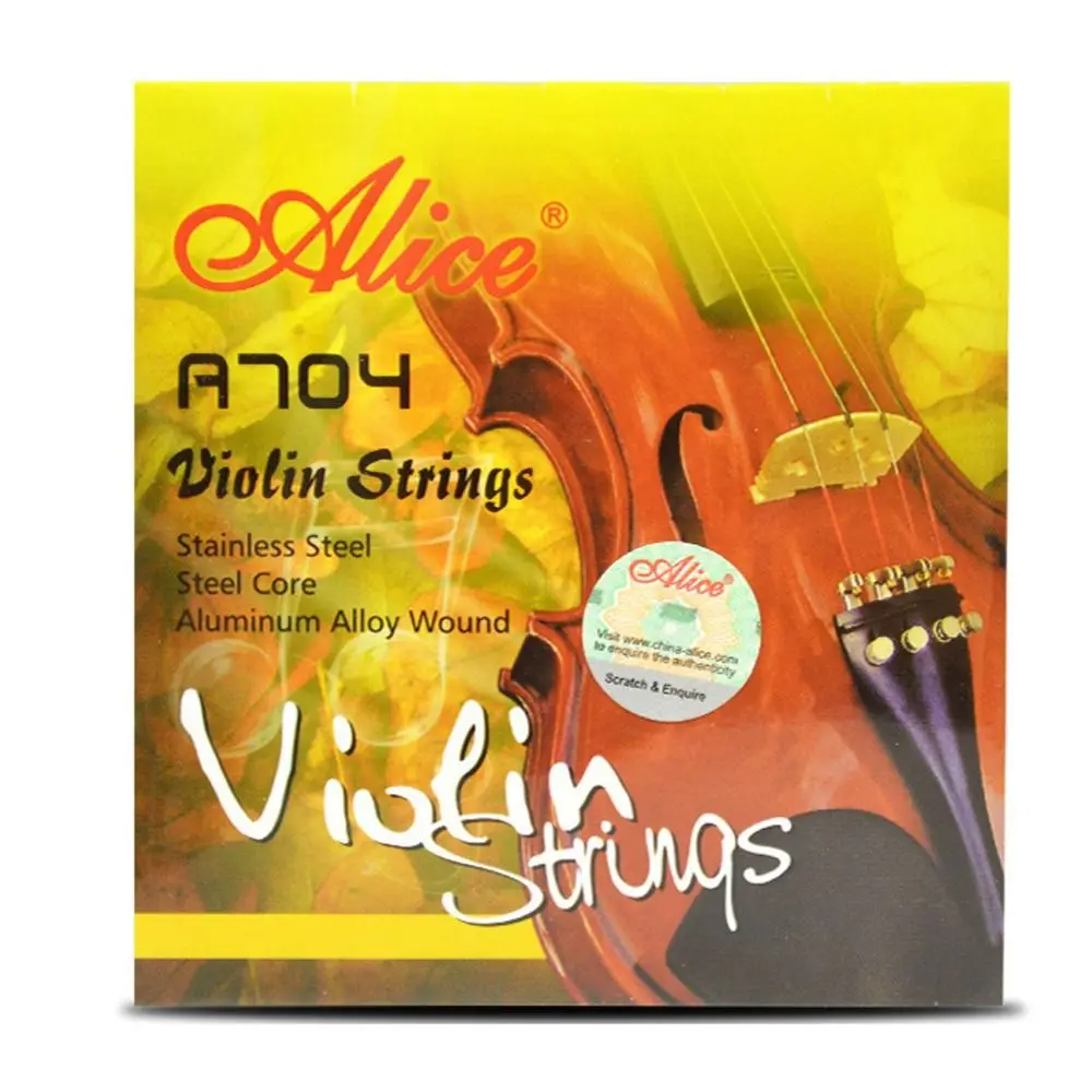 1 Set Replacement A704 Violin Strings 4/4 3/4 1/2 1/4 1/8 Steel-core Alloy Violin Strings Winding Nickel String Alice Strings