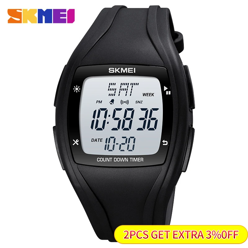 SKMEI Japan Digital Movement Watches Mens Women LED Light Countdown Timer Sports Wirstwatches Stopwatch Clock relogio masculino