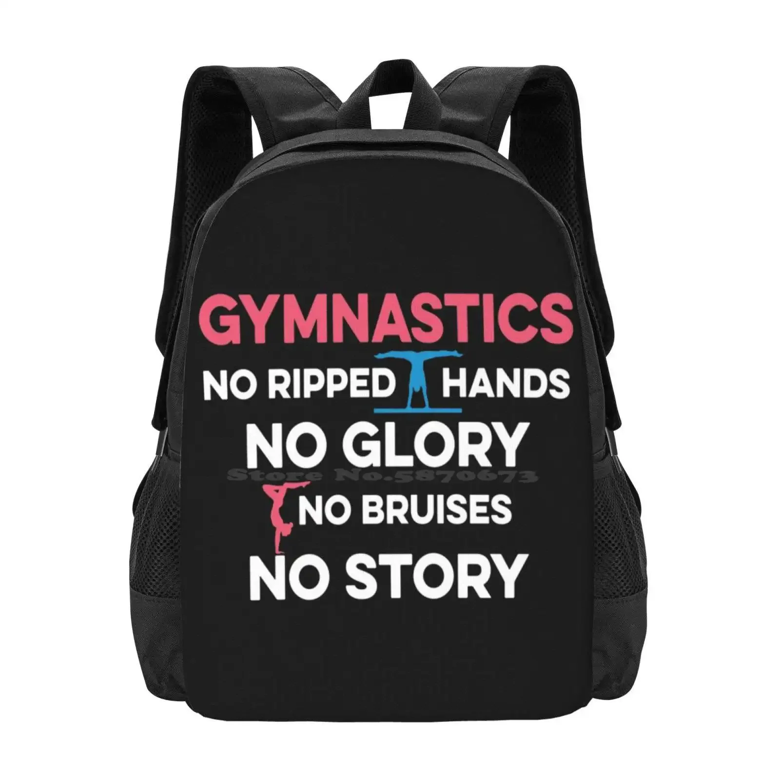 

Gymnastics No Ripped Hands No Glory Hot Sale Schoolbag Backpack Fashion Bags Gym Life Gymnastics Girl Gymnasts Uneven Bars Beam
