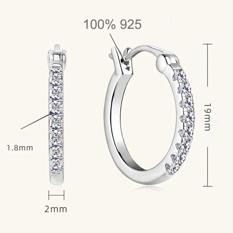 Imagem -05 - Smyoue-moissanite Hoop Brincos para Mulheres 100 925 Sterling Silver d Cor Espumante Casamento Jóias da Noiva Atacado 18 mm