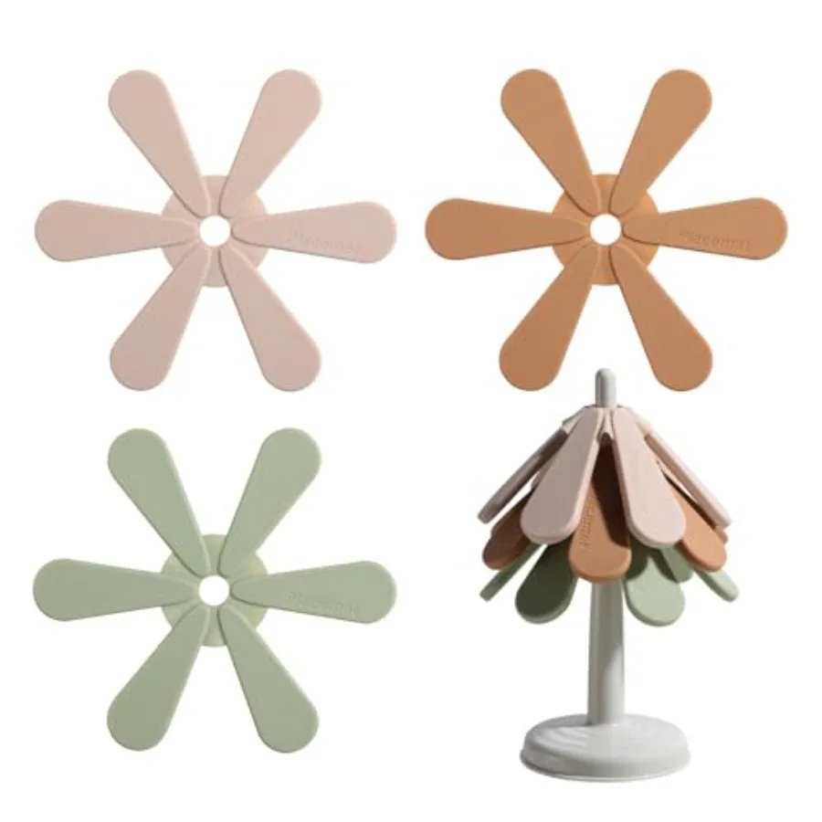 

Foldable Silicone Insulation Mat Resistant Heat Silicone Trivets Mats Table Pad for Hot Dishes Hot Pots and Pans Collapsible Co