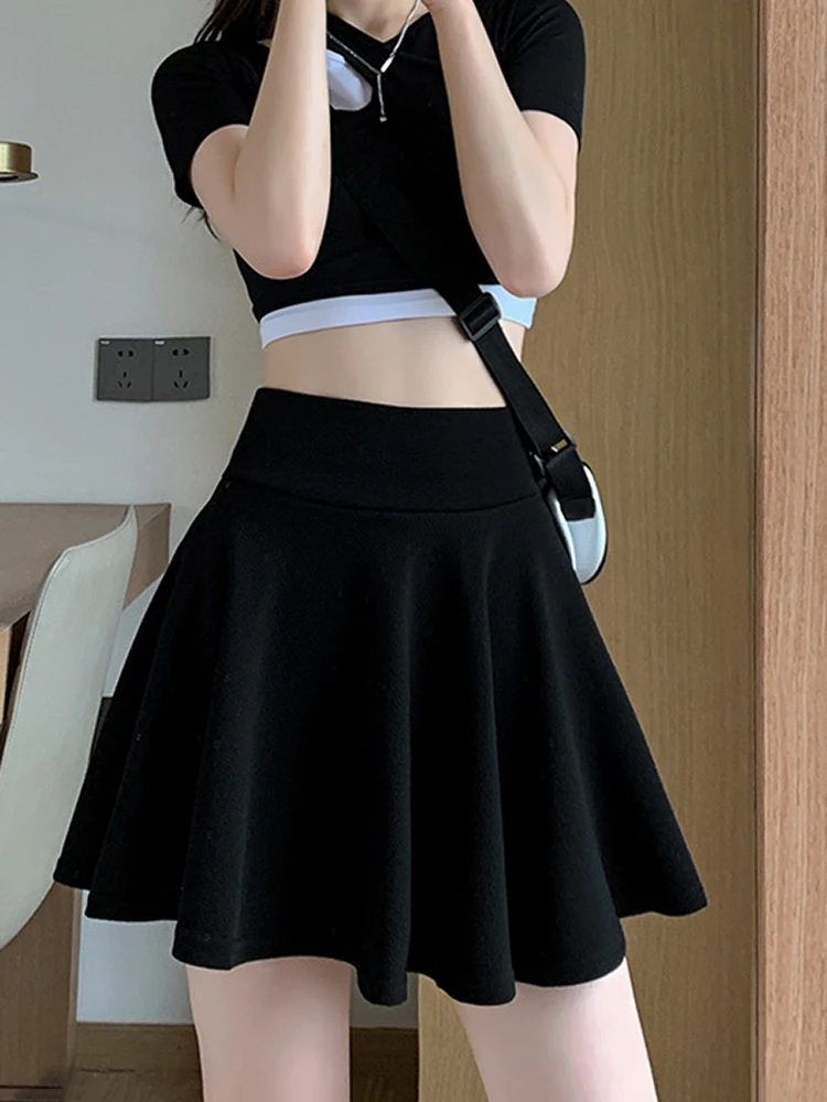 Fashion Women Pleated Short Skirts Mini Bubble Summer Large Size School Girl Spring Autumn High Waist Faldas Mujer