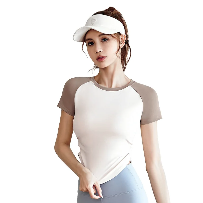 

Yoga Suit Set for Women, Slimming and Nude Yoga Suit, Sports and Fitness Short Sleeved Top