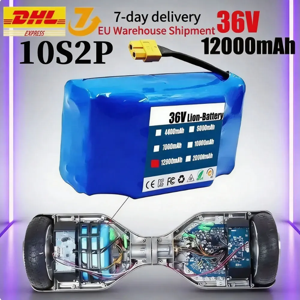 Hochwertiger Lithium-Ionen-Akku, wiederaufladbar, 36V 12000mAh 10S2P, für selbstbalancierende Elektroroller, Hoverboards und Einradroller
