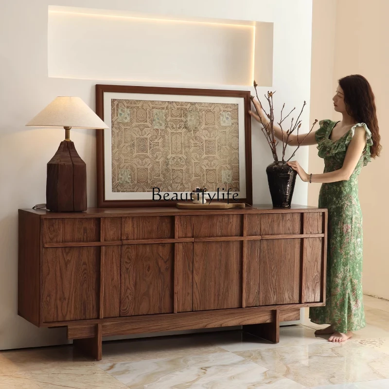 

Wabi-Sabi Style Side Cabinet Solid Wood Vintage Entryway Retro Storage Cabinet