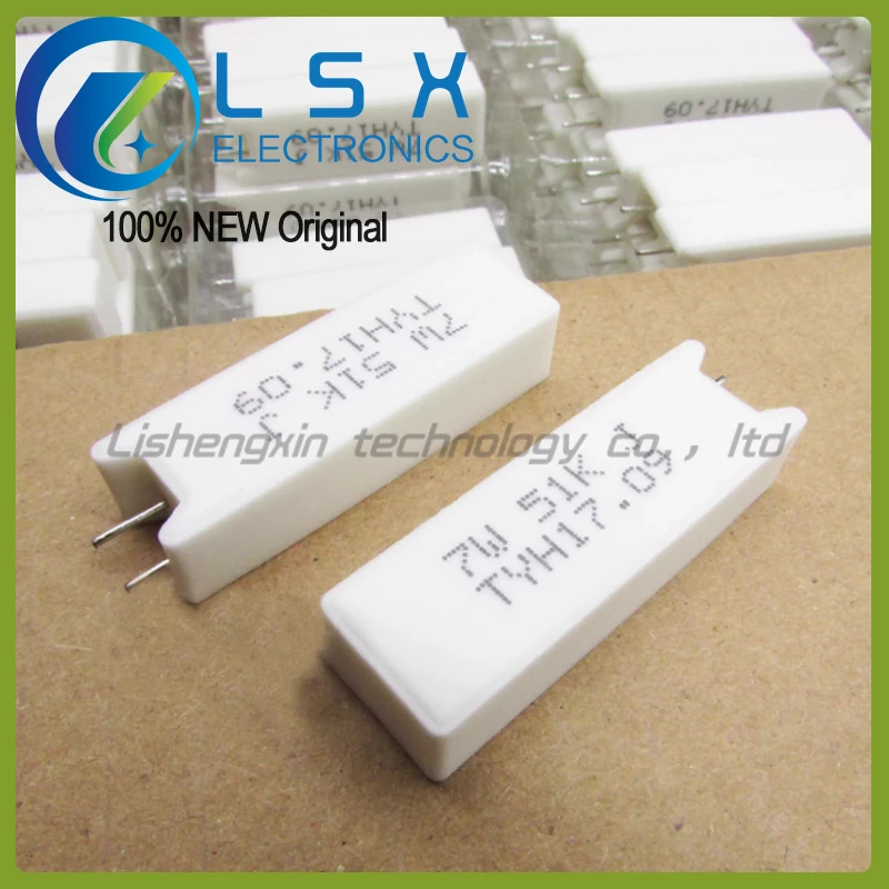 

10-50 шт. 7 Вт 51 К 7W51KJ 5% SQM резистор для обмотки цементной проволоки керамический резистор с вертикальным разделением частоты