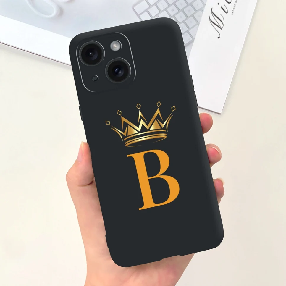 For Apple iPhone 15 15Pro 5G Case Fashion Letter Flower Luxury Crown Soft Silicone Cover For iPhone15+ 15Plus 15 Pro Max Bumper