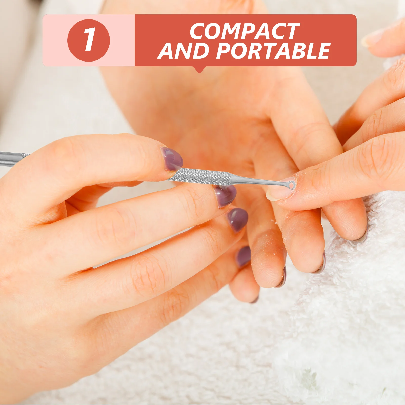 Ergonomische metalen nagelriemschuiver ronde schuine uiteinden voor manicure nagelverzorging anti-thuis salon nagelduwgereedschap