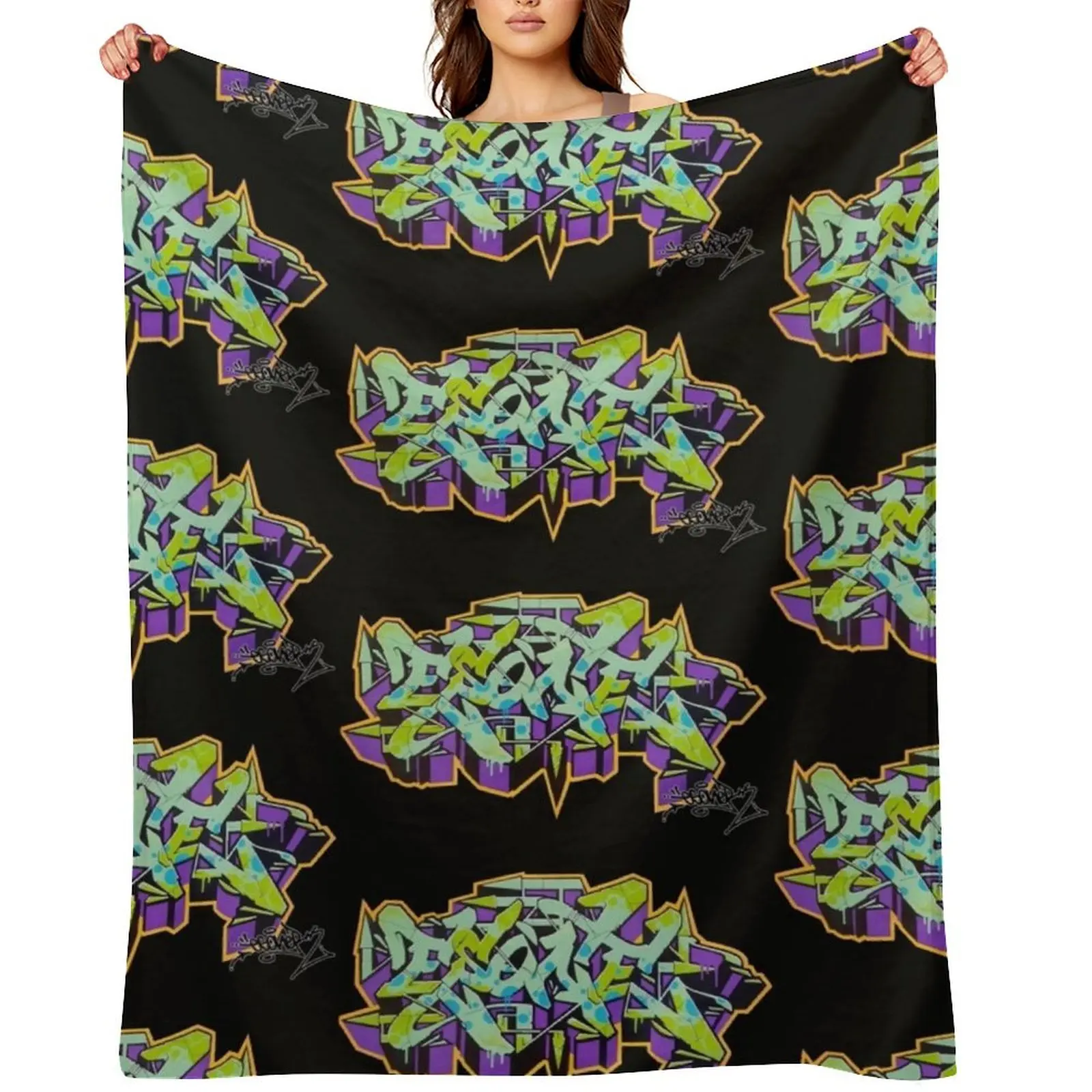 

PURPLE ESONE URBAN GRAFFITI STREET STYLE Throw Blanket Plaid on the sofa Furry Furrys Sleeping Bag Blankets