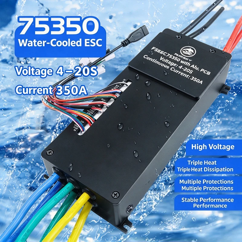 Flipsky FSESC 75350 High Current 350A ESC, 14V-84V Water-Cooled VESC Controller for E-Foil Fighting Robot AGV