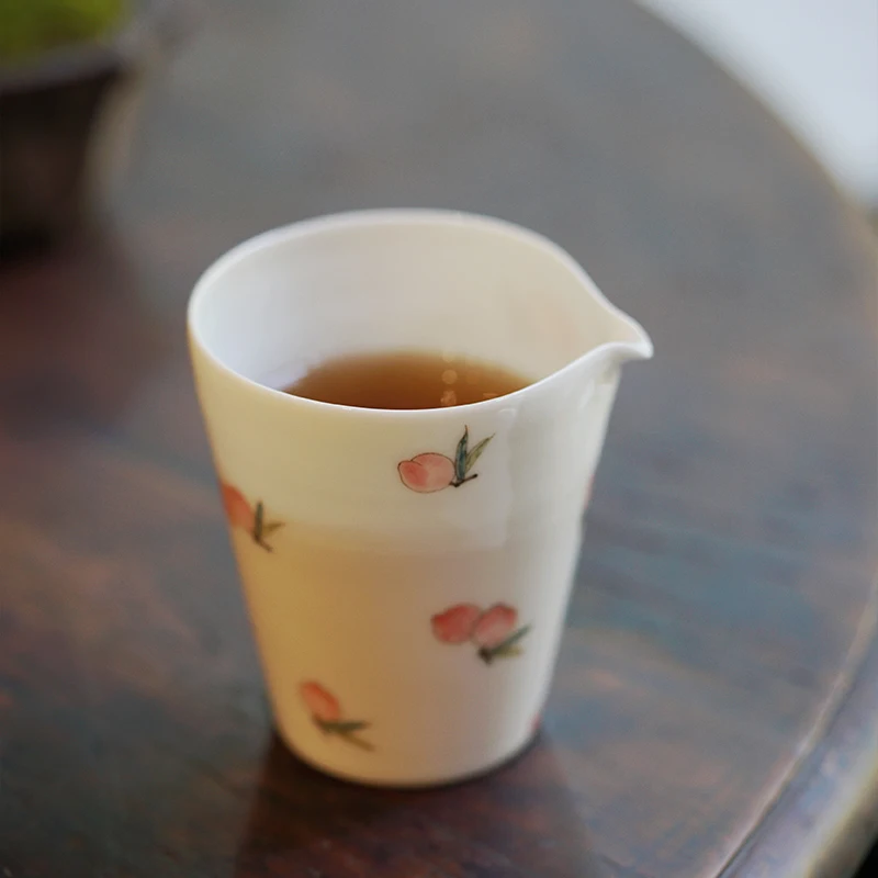 

Керамический чайный сервиз Manxu Longevity с ручной росписью: персики, вишни, гранаты, геспериды. Чаша для чаепития, дриппер, столовая посуда.