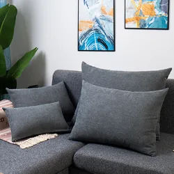 Large Rectangle Waist Cushion Cover Sofa Car Backrest Pillowcase Bedroom Huge Pillow Case Protector Zipper Solid Color Multisize