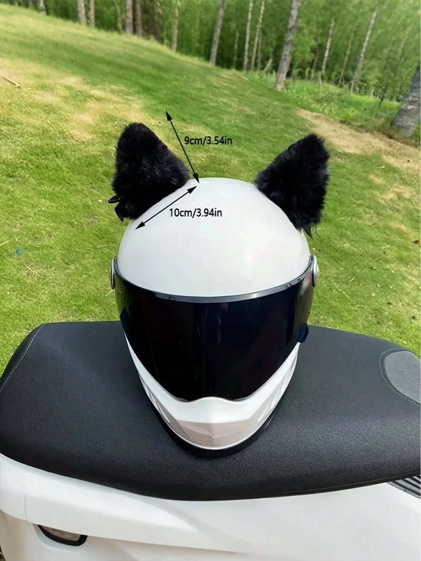 2-Pack Faux Fur Cat Ears Helmet Accessories, Detachable Plush Kitty Ears, Fits Motorcycle/Electric Bike/Ski Helmet, Cute Decor f image 5